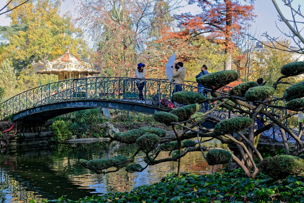 Scène un brin japonnaise pour terminer cette promenade automnale dans un jardin à l'anglaise.